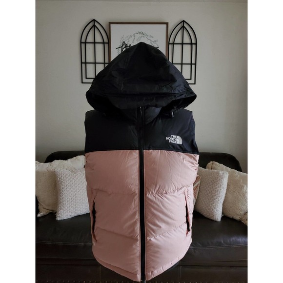 The North Face Women's Nuptse Pink & Black 700 Fill Puffer Vest Size Medium - Picture 7 of 12